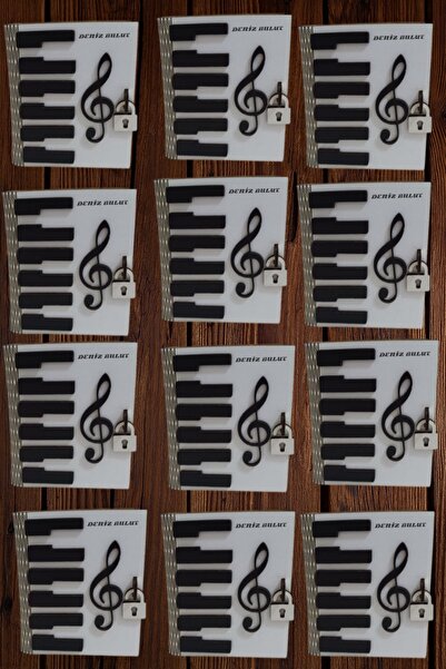 Şirin Lazer 12 Adet İsme Özel Piyano Sol Anahtarı Dekor Kitap Şekilde Kumbara...