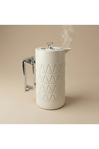 Generic 1L Insulated Thermos Bottle – Cream White & Silver | Keeps Drinks Hot...