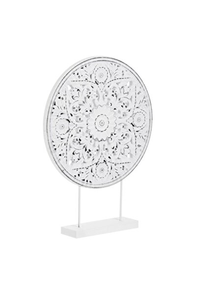 OEM Decoratiune din Lemn Floare Alba Brushed Ø30x40cm