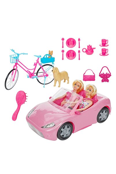 OEM Pink Convertible Vehicle with 2 Bicycle & Dog Dolls