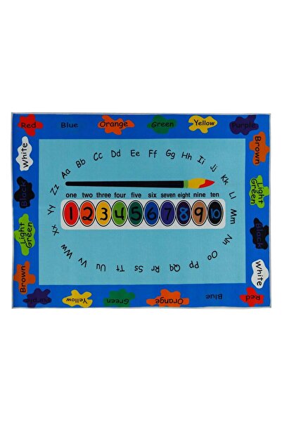 OEM Covoras Decorativ Dreptunghiular Albastru cu Model Pensule 120x90cm