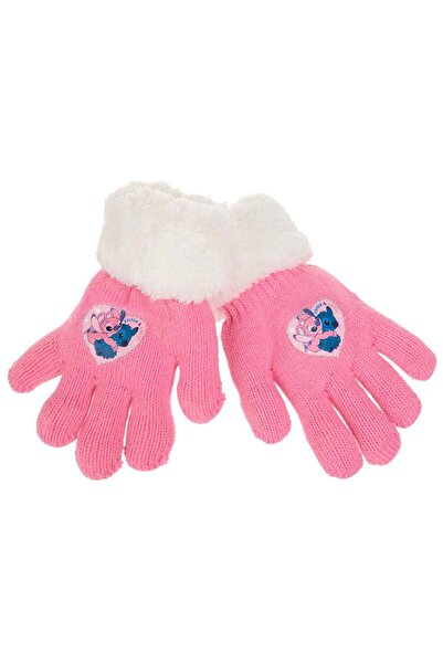 OEM Pink Gloves with Heart Stitch Pattern & White Faux Fur for Kids 6-10 Year...