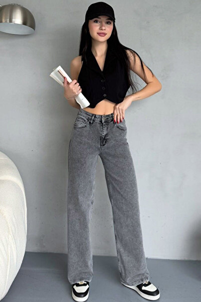 mooishan Adelina Smoked High Waist Stretch Fabric Wide Leg Palazzo Women's Je...