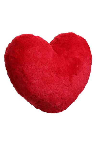 OEM Perna Decorativa de Iarna Inima din Blana Artificiala Rosie 35x32cm