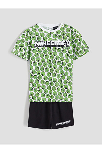 LC Waikiki Bela Minecraft Štampano pidžama za dečake sa šortskama