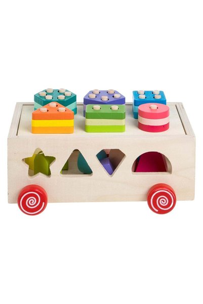 OEM Jucarie Sortator din Lemn Vehicul cu Forme 21,5x13,5x13cm