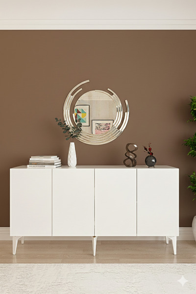 YUMEDİ DESİGN KA1525B - GÜMÜŞ KONSOL, TV SEHPASI, ÇOK AMAÇLI DOLAP ve KAHVE K...