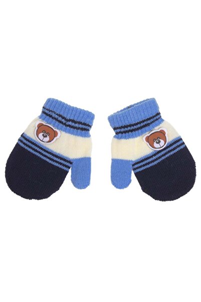 OEM Manusi cu Un Deget Ciel Albastre Ecru cu Patch Ursulet pentru Bebelusi 0-...