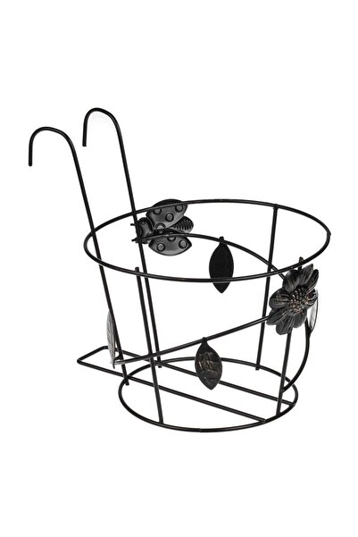 OEM Suport Ghiveci Suspendabil Metalic Negru Floare Frunze Buburuza Ø20.5x22.5cm
