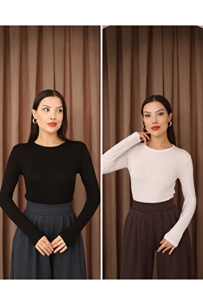 ParlaMira Women's 2-Piece Women's Long Sleeve Crew Neck Stretch Fabric Combed...