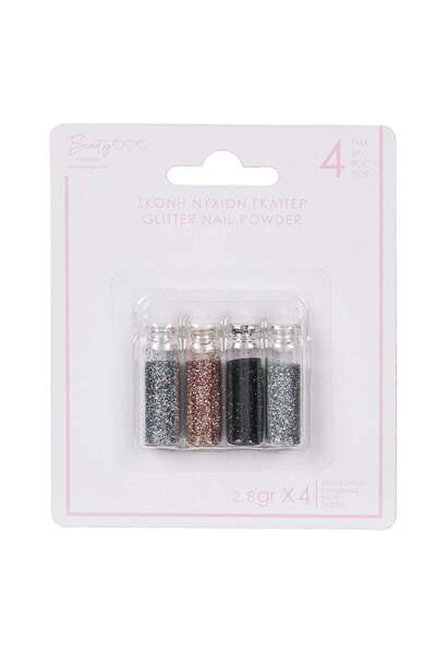 OEM Glitter Nail Art Decoration Powder in 2.8g Bottles - 4pcs