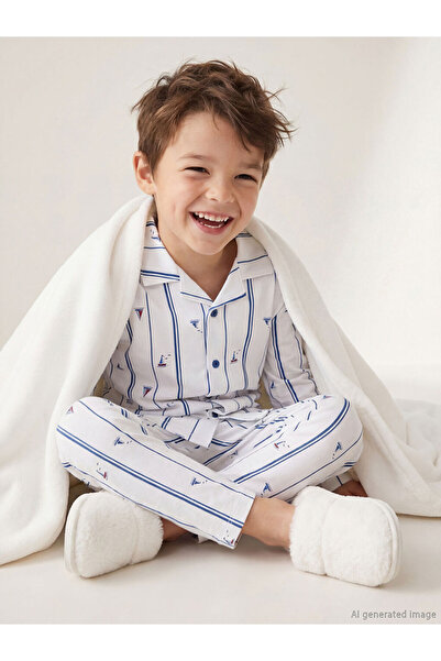 LC Waikiki RMZ GİYİM FARKIYA طقم بيجامة للأولاد بياقة روبا