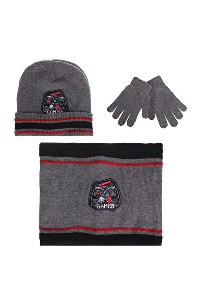 OEM Grey Hat, Scarf & Gloves Set with Gamer Pattern for Children 8 Years Old ...