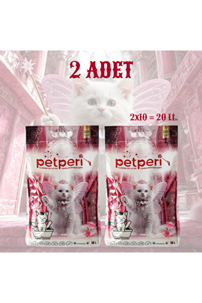 PETPERİ 2x10 Litre Bebek Pudralı Beyaz Bentonit Premium Doğal Kedi Kumu | Yük...