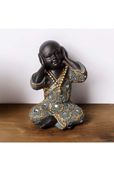 OEM Ethnic Ceramic Table Decoration Monk Figurine "I Can't Hear" with Mirror ...