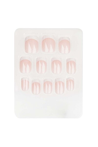 OEM False Nails Set with Glue Pink French Squoval - 12pcs