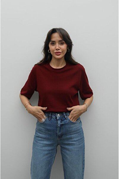 Havoş Tricou Burgundy bumbac 100% guler rotund