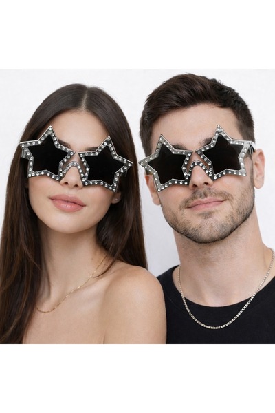 Mustran Silver Color Disco Star Retro Party Glasses 16X7 cm