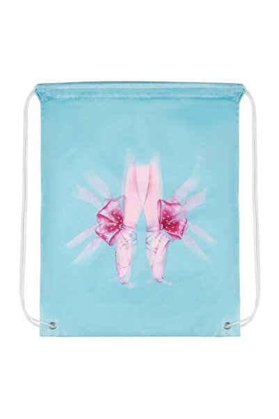 OEM Saculet Textil Turcoaz Roz Balerina cu Sireturi 34x42cm