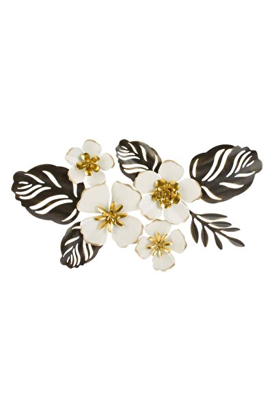 OEM Decoratiune de Perete Flori Metalice Ecru Aurii 65x36x3.5cm