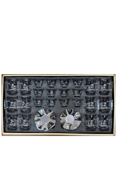 Urbanza 36-Piece Luxury Arabic Tea & Coffee Glass Set with Saucers | Palm Tre...