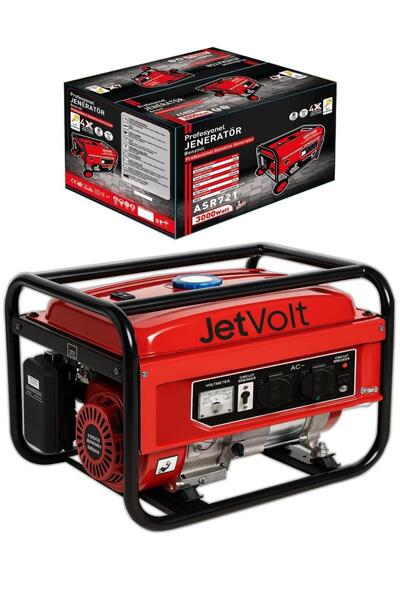 JetVolt 3 kVA 3000W Profesyonel Benzinli Monofoze Jeneratör Marşlı - Kırmızı