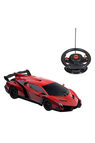 OEM Red Lamborghini Veneno Car with Lights & Steering Wheel Remote Control 1:...