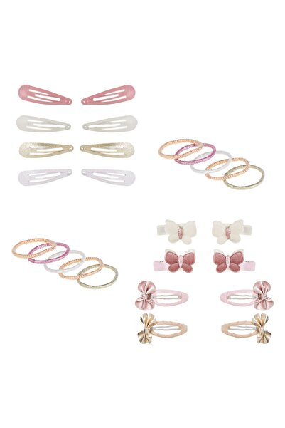 OEM Hair Accessories Set with 16 Glitter Bowknot Clips & 10 Lurex Elastics fo...