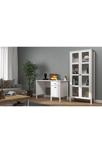 Sakura Ahşap Hunerika HELEN SET-38 Çalışma masası-kitaplık takımı -Wood Beyaz...