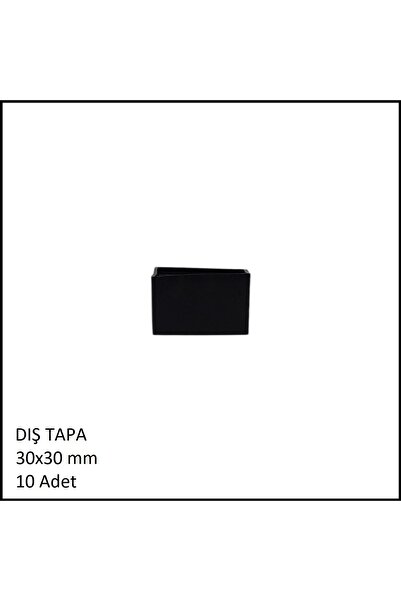 Adilon Plastik Dış Tapa, Profil Tapası, Kare, Siyah, 30x30 mm (10 Adet)