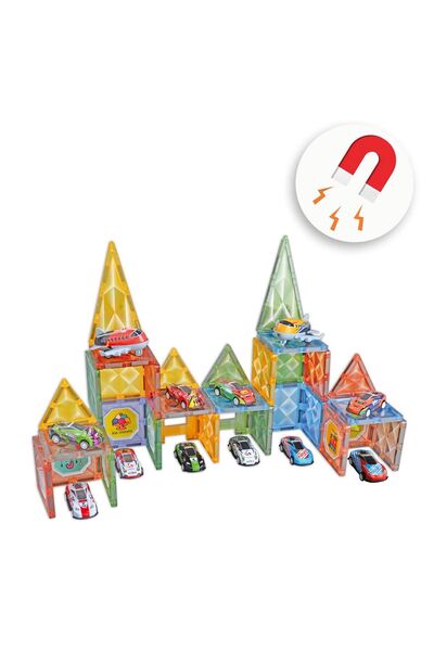 OEM Set Caramizi Magnetice Colorate Masini - 72 de piese