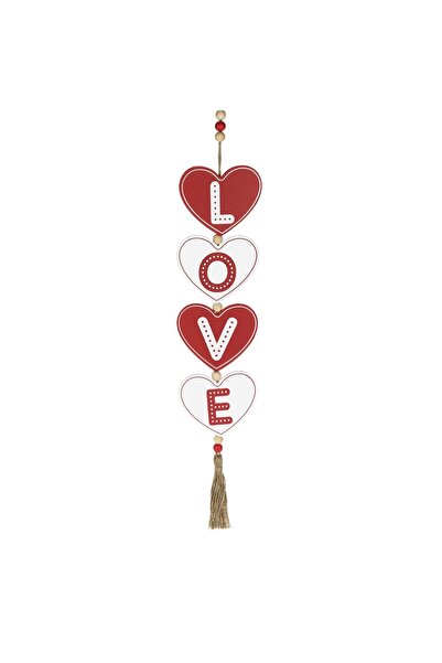 OEM Decoratiune din Lemn Suspendabila Inimi "Love" 60x12cm