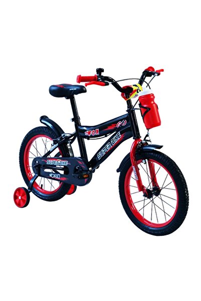 OEM Bicicleta Neagra cu Sticla de Apa Rosie pentru Copii - 16"