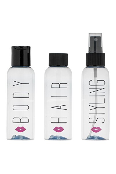 OEM Set Sticle de Calatorie Transparente cu Imprimeu 100ml - 3buc