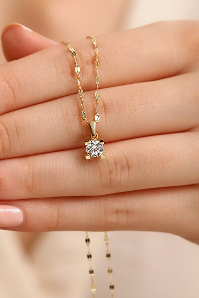 Cemre Gold 14 AYAR ALTIN ŞIK TEKTAŞ KOLYE