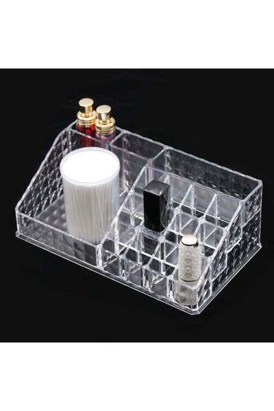 OEM Acrylic Cosmetics Holder Diamond Pattern with 16 Compartments 21.5x12x8cm