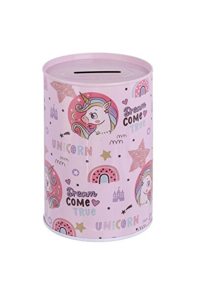 OEM Pusculita Metalica Roz cu Model Unicorn Ø8x12.7cm