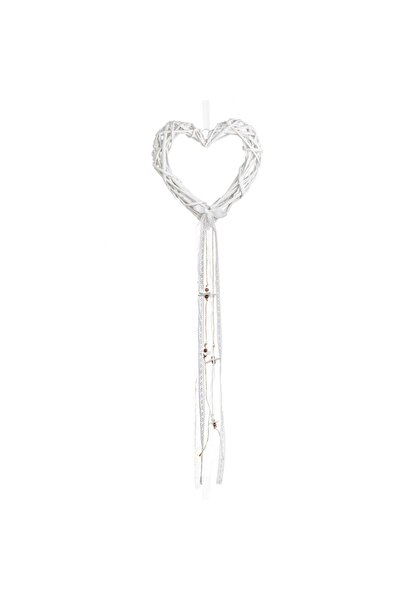 OEM White Wooden Hanging Decorative Heart with Lace & Flower String 29x4x118cm