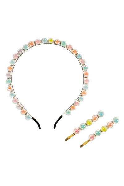 OEM Colorful Beaded Hair Clips Crown Set for Children - 3pcs