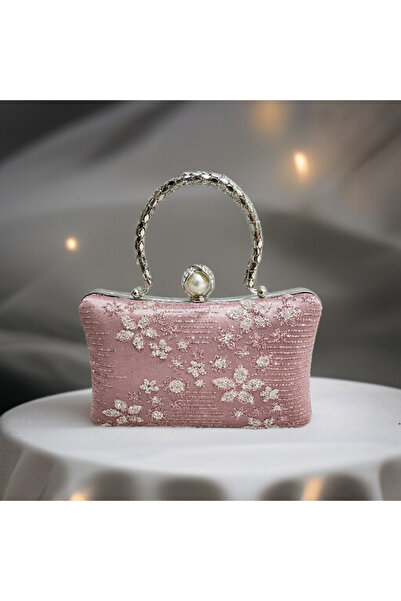 Telli Art Elegant Sparkling Floral Pattern Evening Dress Bag, 14X22 cm