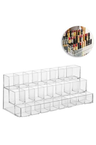 OEM Acrylic Lipstick Holder with 24 Compartments 23x8.5x9cm