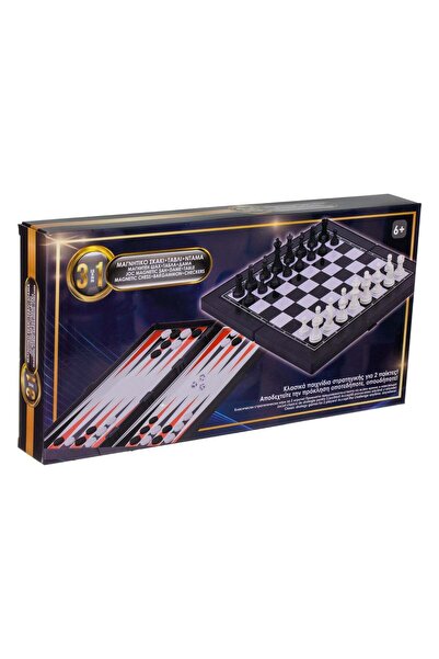 OEM Magnetic Travel Board Game 3 in 1 Chess Checkers Backgammon 35x35.5cm