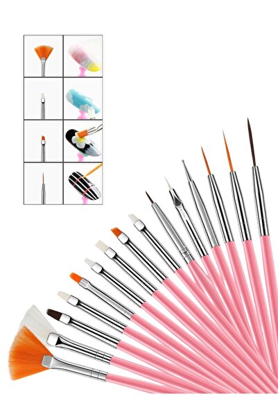 QBEE PROFESSIONAL 15'li Tırnak Süsleme Fırçası Desen Verme Seti