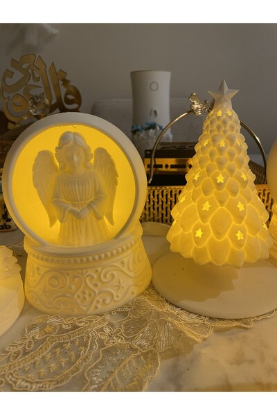Angel Snow Globe and Christmas Tree 15 cm – New Year Decor | Desktop Winter Ornament & Gift