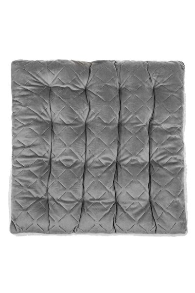 OEM Winter Decorative Chair Cushion Grey Velvet Quilted White Sherpa 38x38cm
