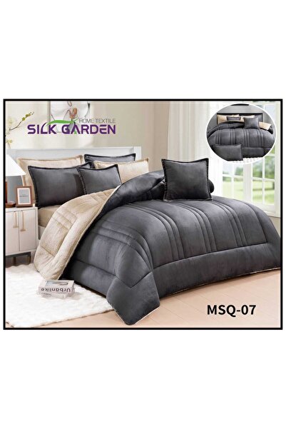 silk Single winter bedspread set consisting of 4 pieces, plain embossed, luxu...