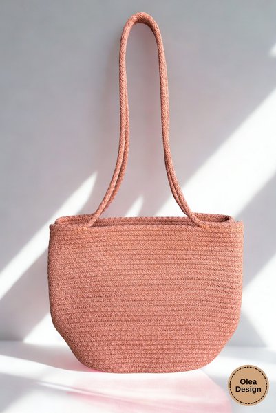 Olea Women's Metal Detailed Hand and Shoulder Bag/ Cord Cotton Thread Stitching Arm Bag