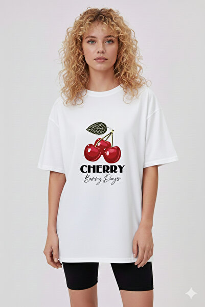 Let's Wear تيشيرت قطن 100% بتصميم كرز عادي