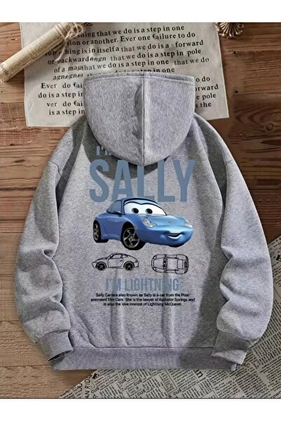 Baxia Girl-Boy Children's Sally Printed Hooded Cardigan Gray Black Zippered H...