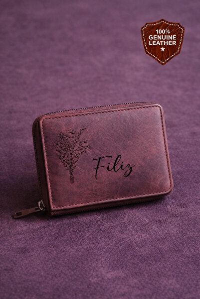 DeriForm Premium Hakiki Deri İsim Kişiselleştirmeli Kadın Cüzdanı